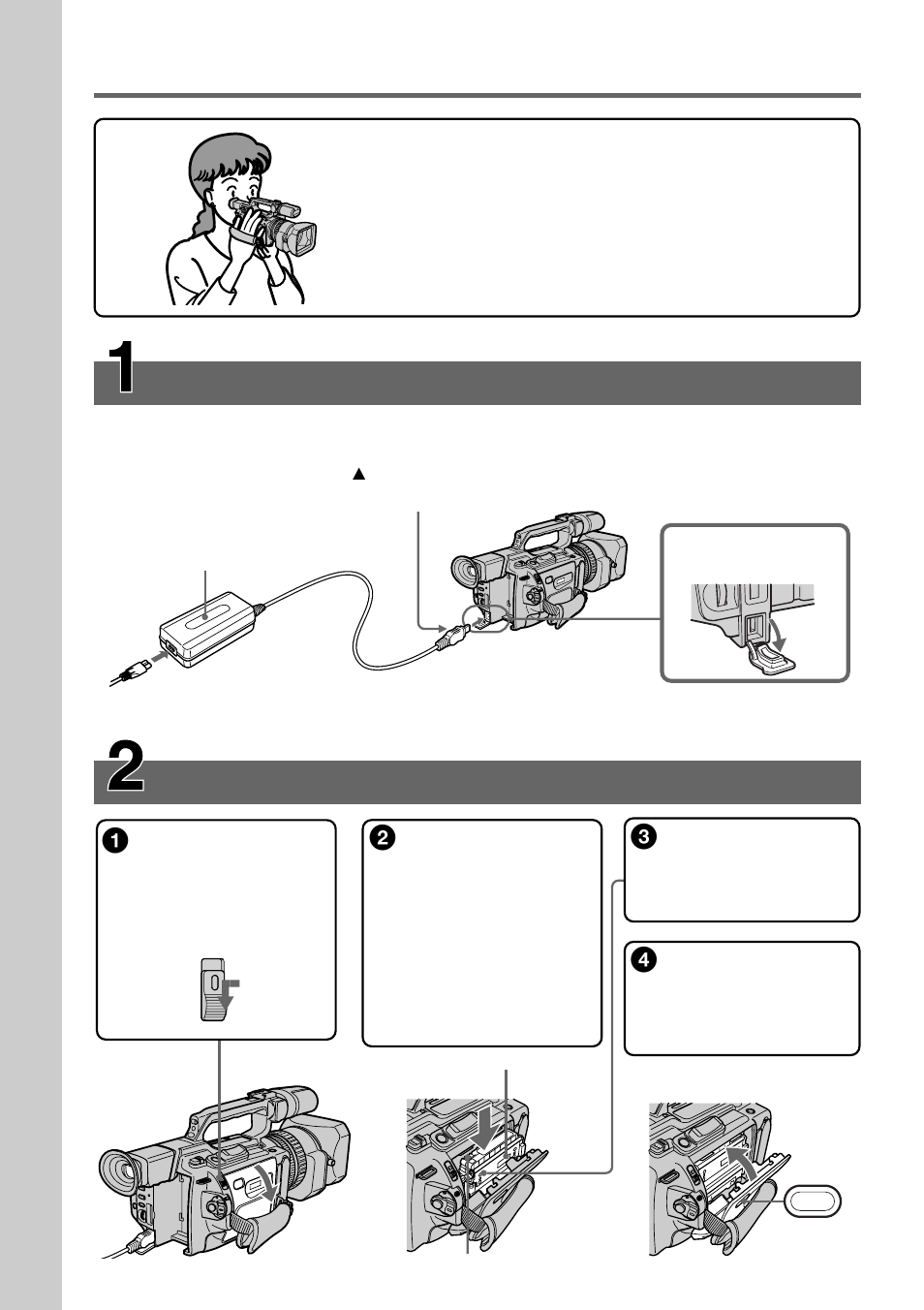 Quick start guide, Connecting the power cord, Inserting a cassette | Sony DCR-VX2000 User Manual | Page 4 / 172