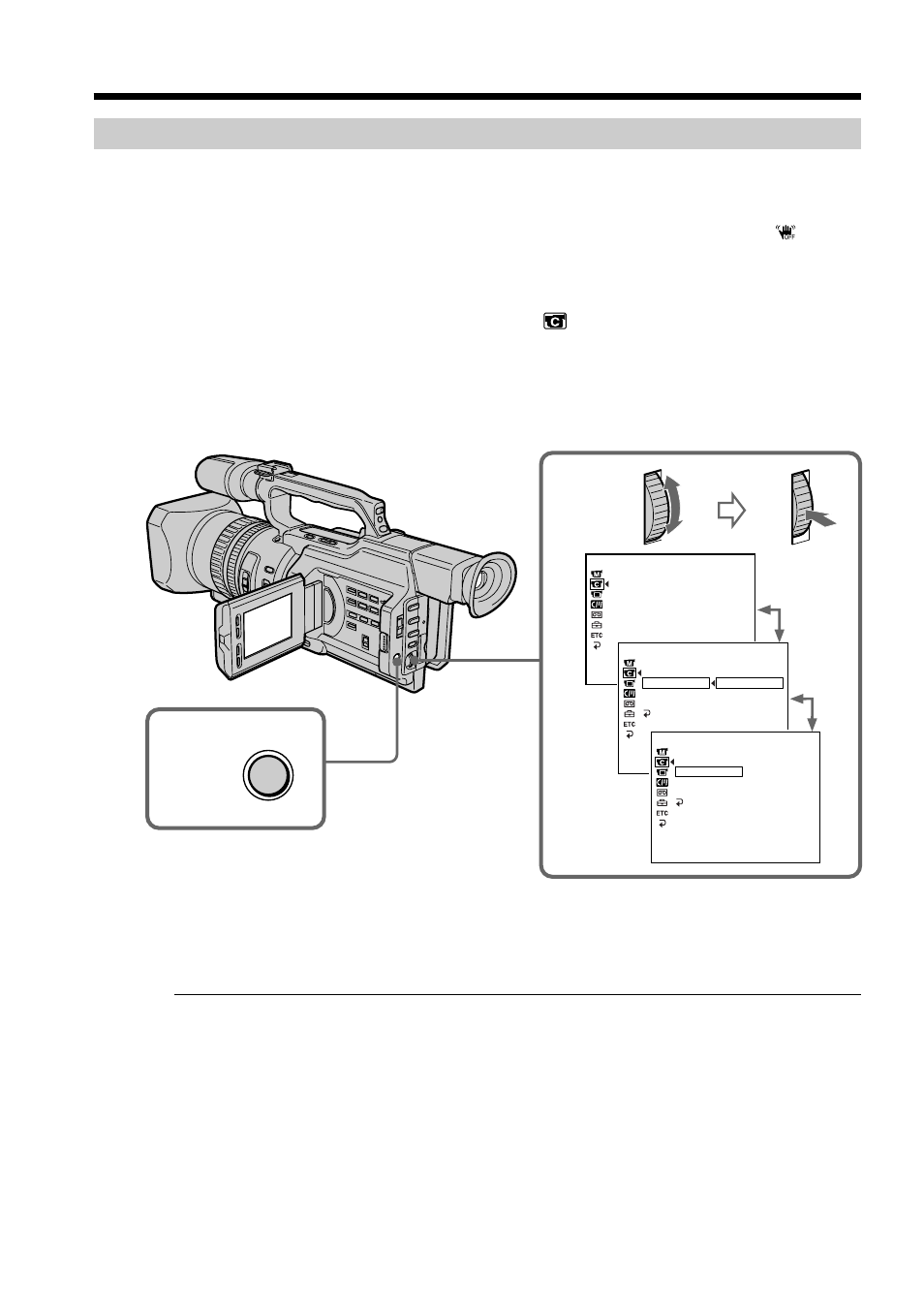 Releasing the steadyshot function, Shooting with manual adjustment | Sony DCR-VX2000 User Manual | Page 48 / 172