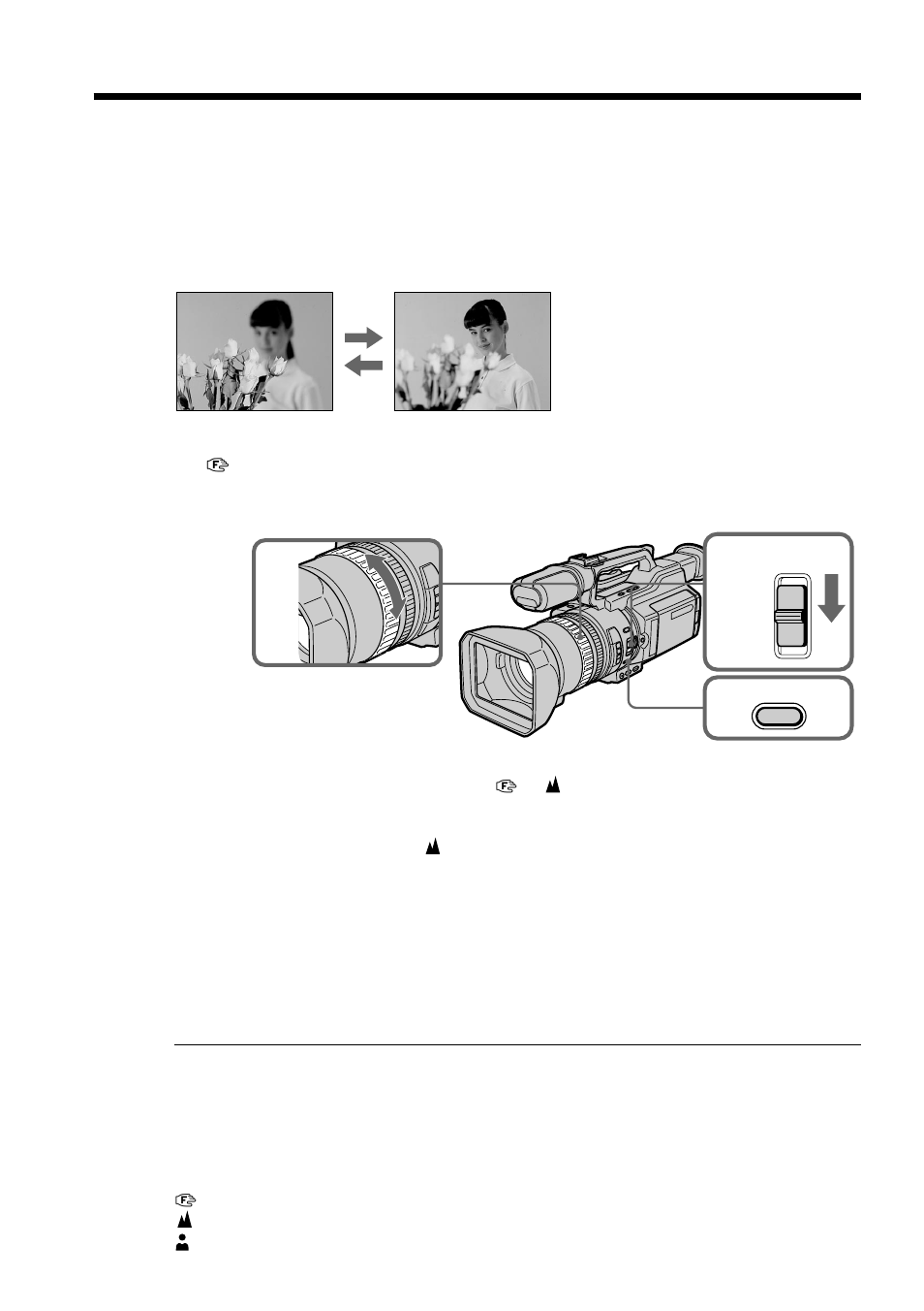 Focusing manually | Sony DCR-VX2000 User Manual | Page 58 / 172