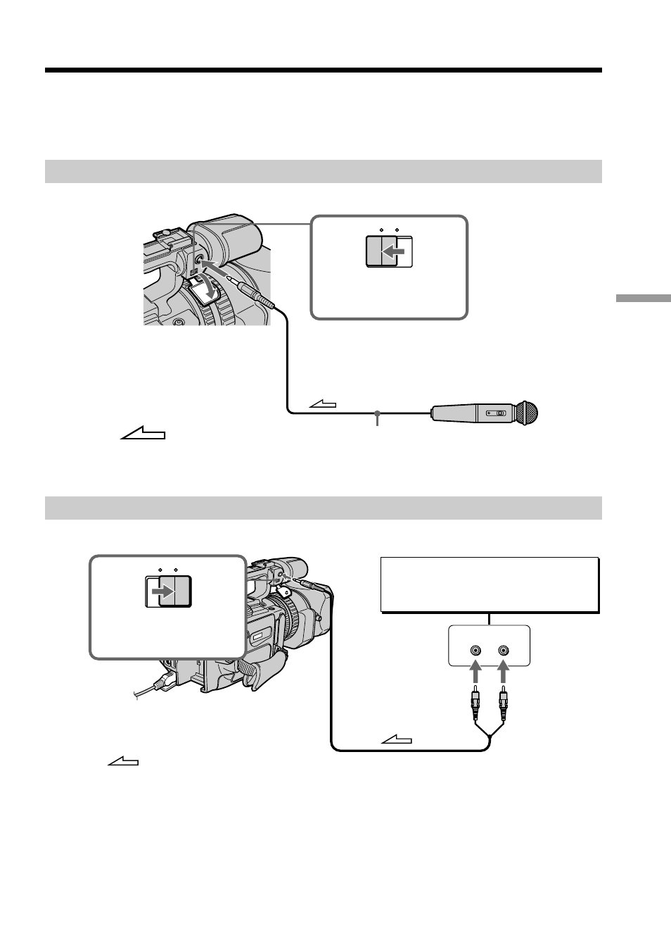Audio dubbing, Connecting the microphone with the mic jack, Connecting the audio equipment with the mic jack | Sony DCR-VX2000 User Manual | Page 93 / 172