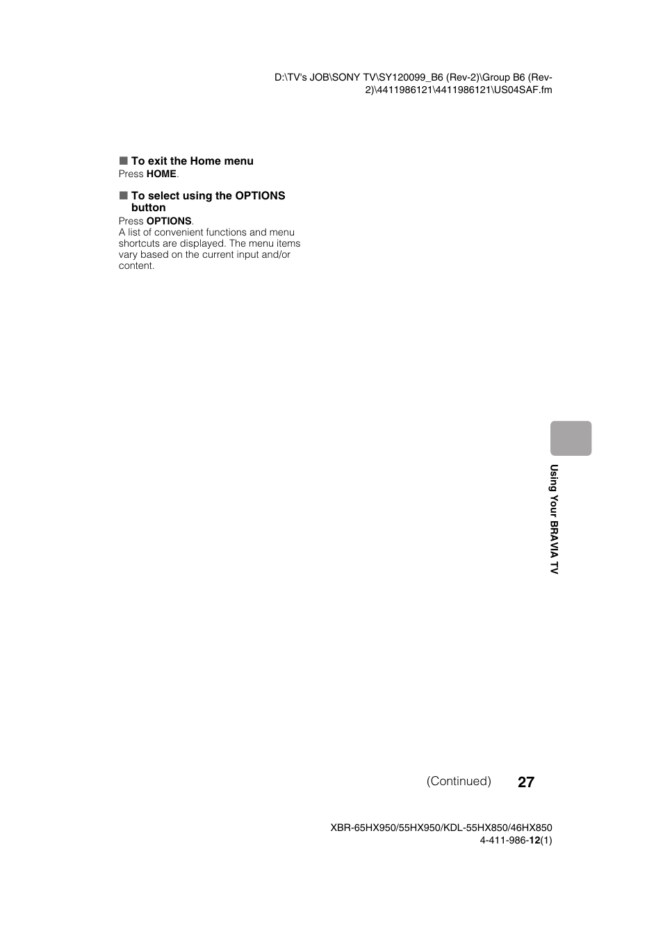 Sony XBR-55HX950 User Manual | Page 27 / 40