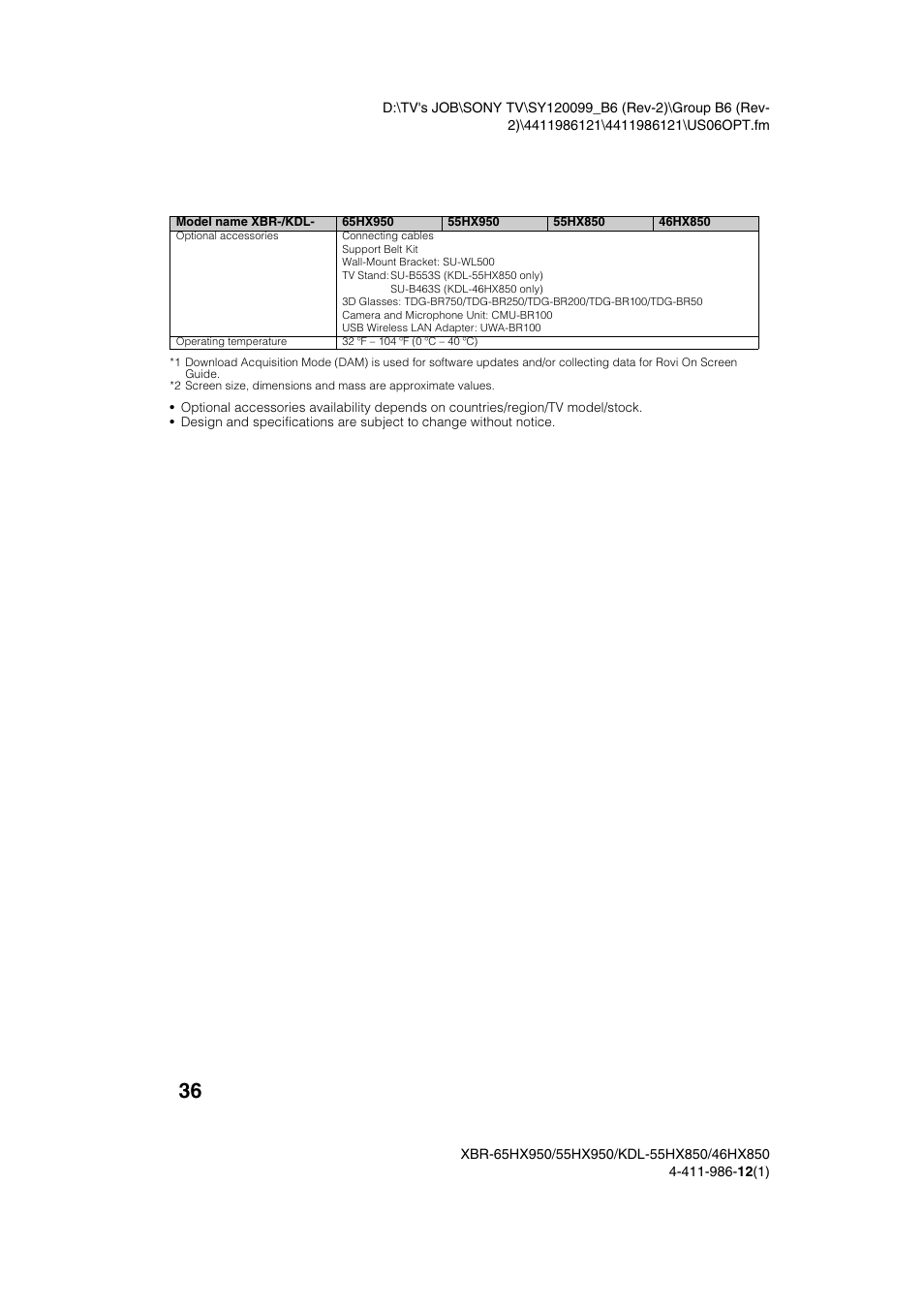 Sony XBR-55HX950 User Manual | Page 36 / 40