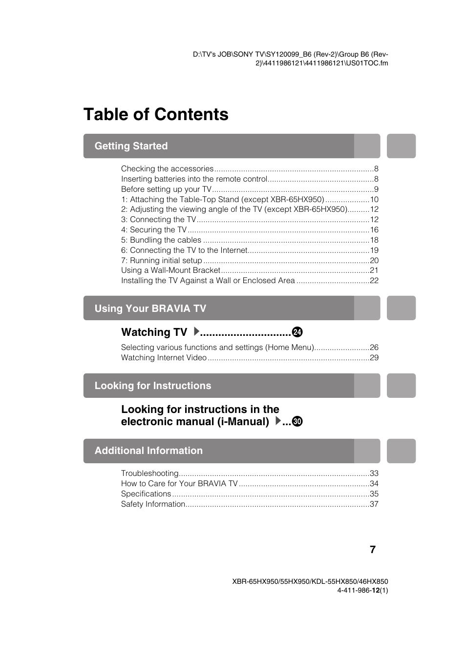Sony XBR-55HX950 User Manual | Page 7 / 40