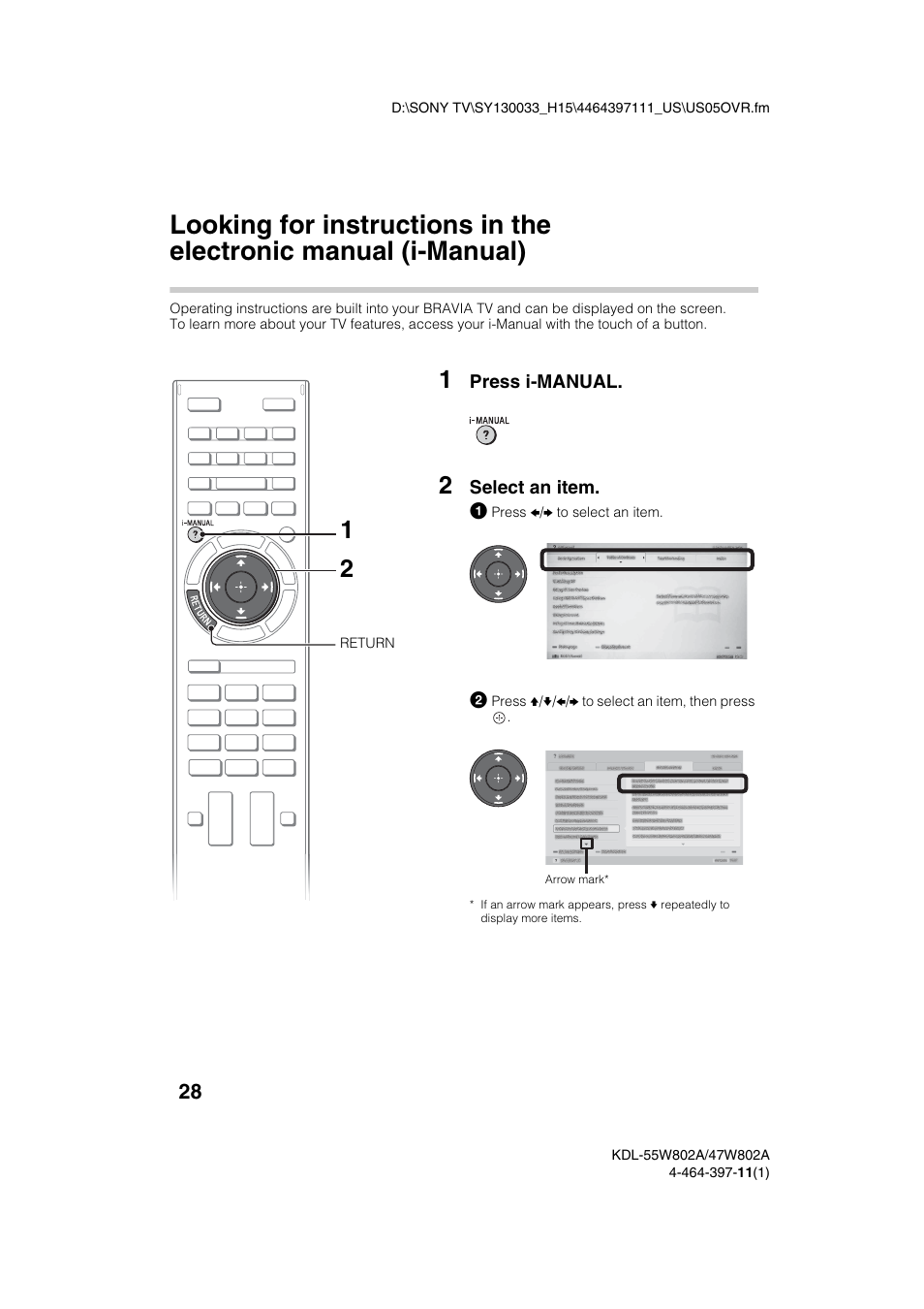 Looking for instructions | Sony KDL-47W802A User Manual | Page 28 / 36