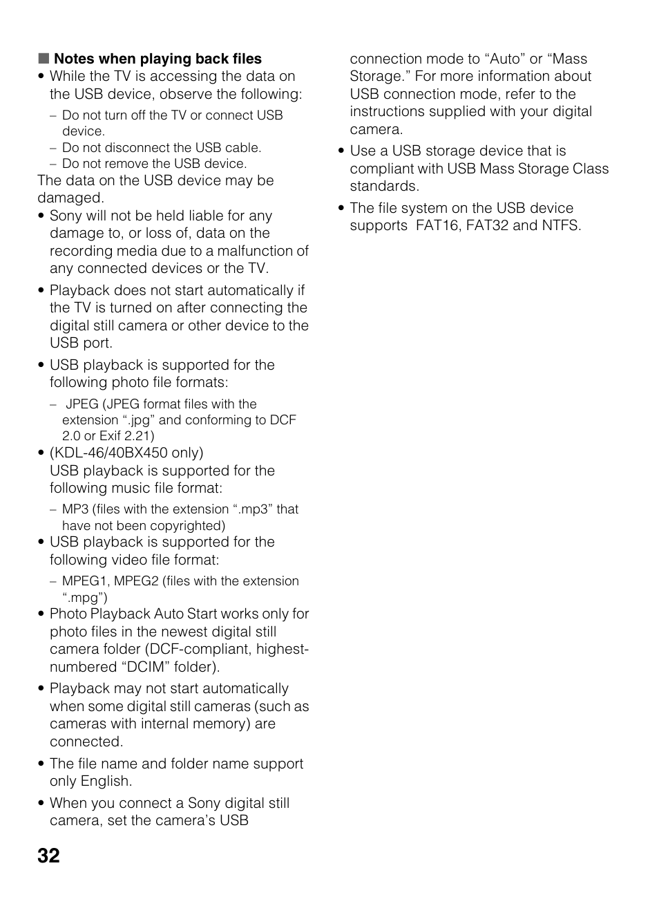Sony KDL-40BX450 User Manual | Page 32 / 68