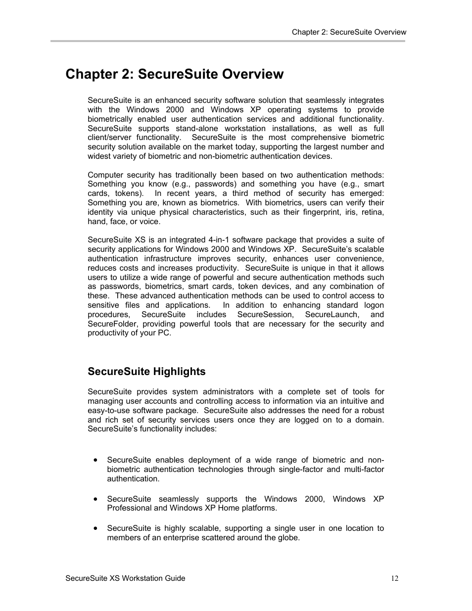 Chapter 2: securesuite overview, Securesuite highlights | Sony FIU-900 User Manual | Page 11 / 118