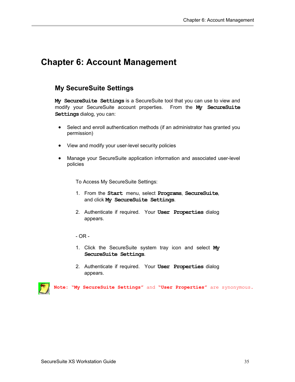 Chapter 6: account management, My securesuite settings | Sony FIU-900 User Manual | Page 34 / 118