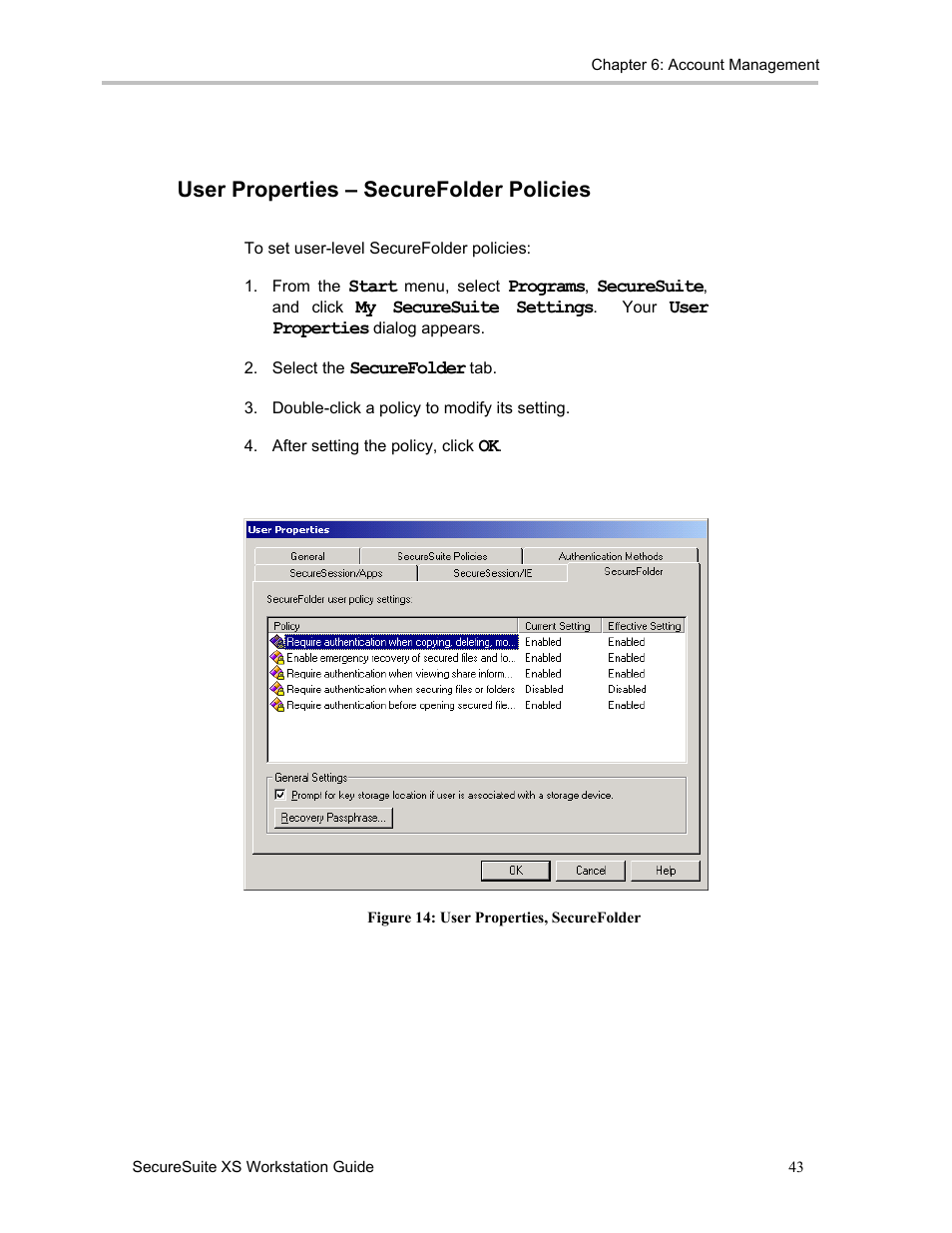 User properties – securefolder policies | Sony FIU-900 User Manual | Page 42 / 118