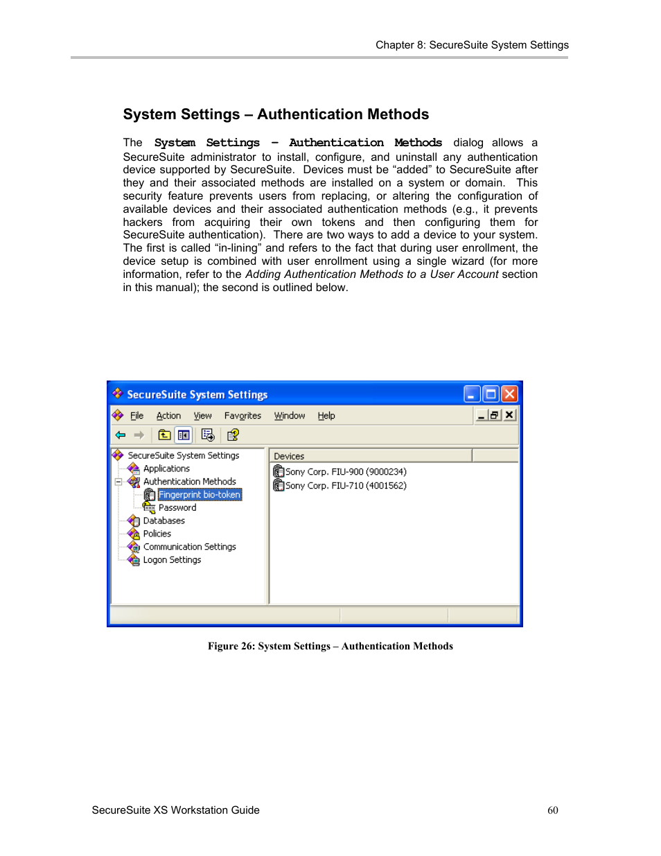 System settings – authentication methods | Sony FIU-900 User Manual | Page 59 / 118