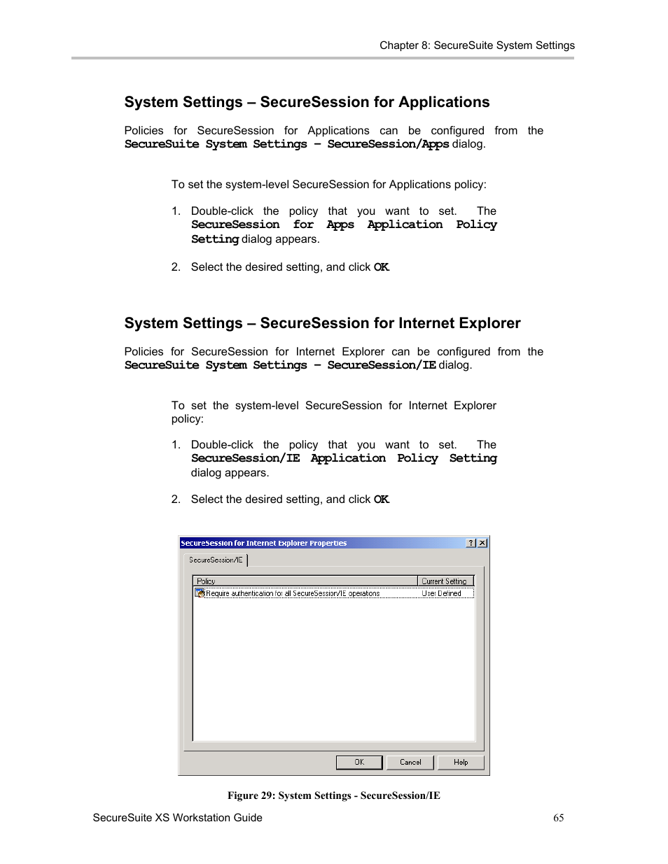 System settings – securesession for applications | Sony FIU-900 User Manual | Page 64 / 118