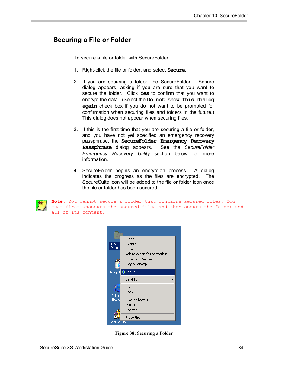 Securing a file or folder | Sony FIU-900 User Manual | Page 83 / 118