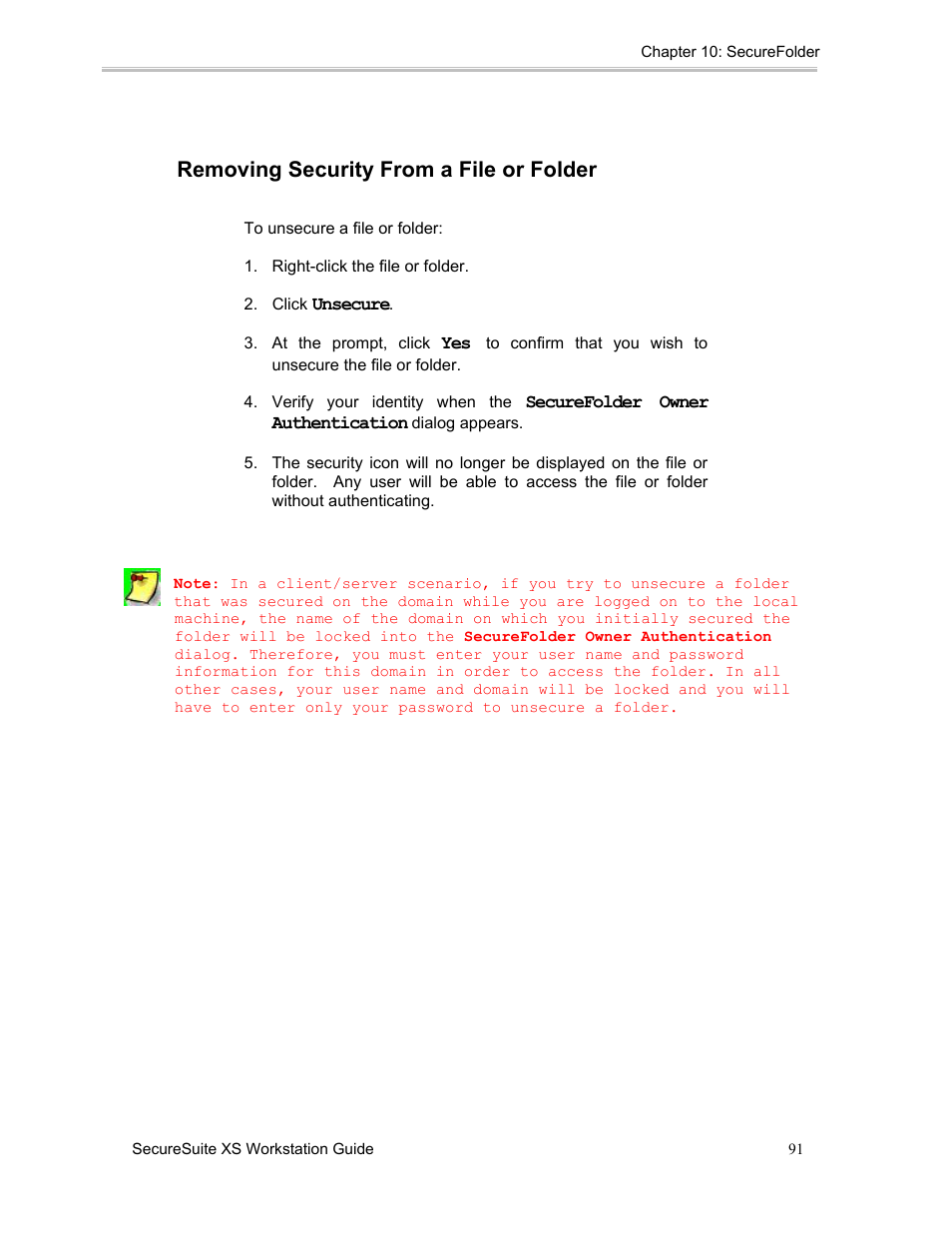 Removing security from a file or folder | Sony FIU-900 User Manual | Page 90 / 118