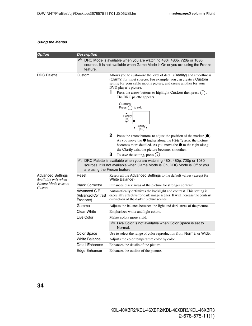 Sony KDL-40XBR3 User Manual | Page 34 / 56