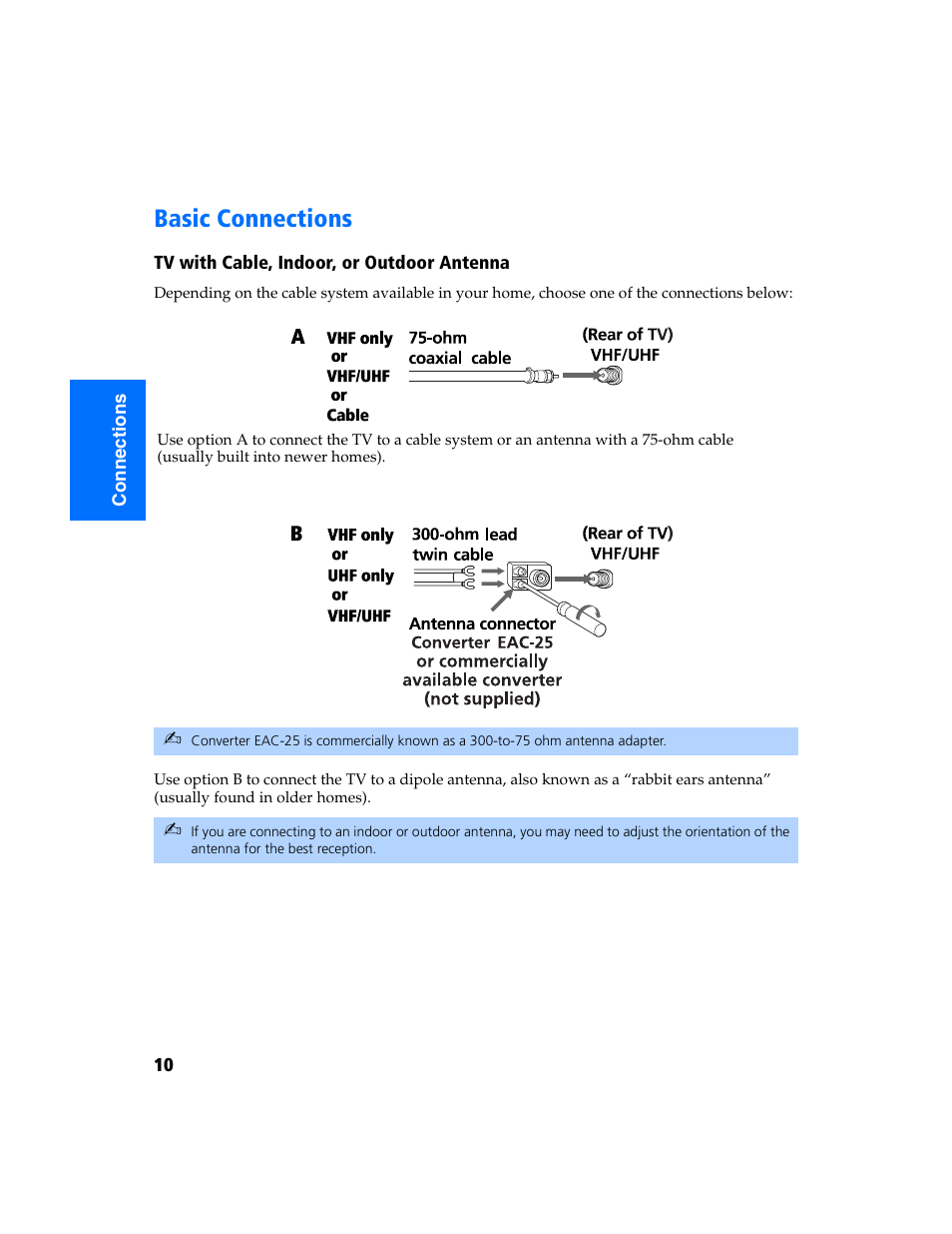 Basic connections | Sony KV-32FS320 User Manual | Page 17 / 70