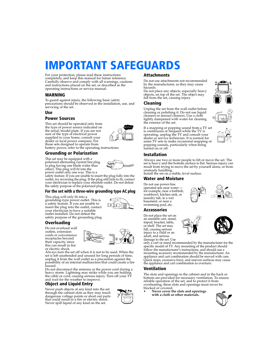 Important safeguards | Sony KV-32FS320 User Manual | Page 3 / 70