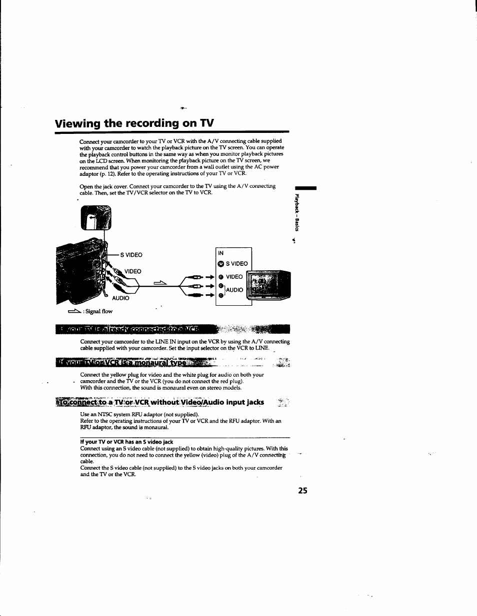 Viewing the recording on tv | Sony DCR-TRV315 User Manual | Page 25 / 84