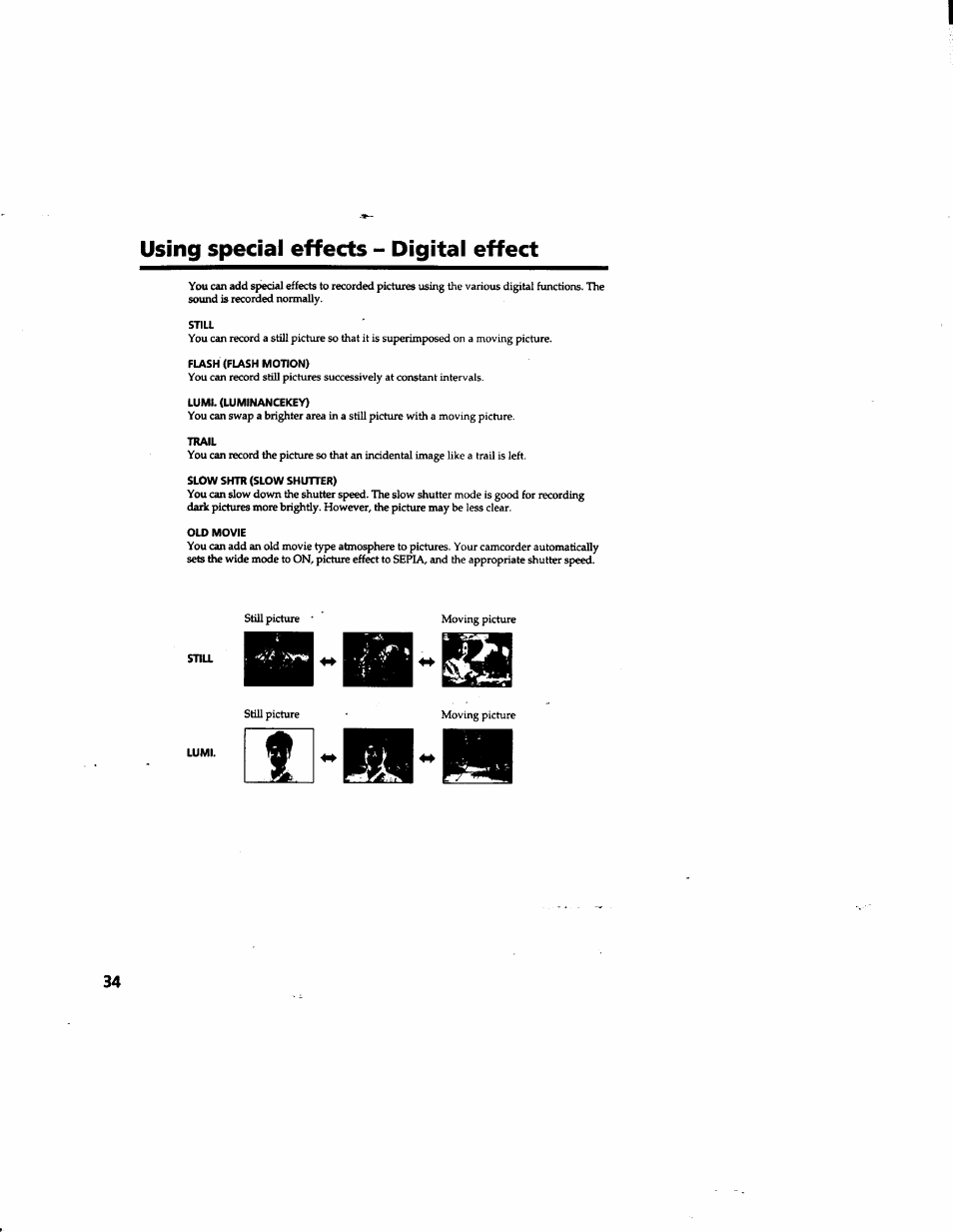 Using special effects - digital effect | Sony DCR-TRV315 User Manual | Page 34 / 84