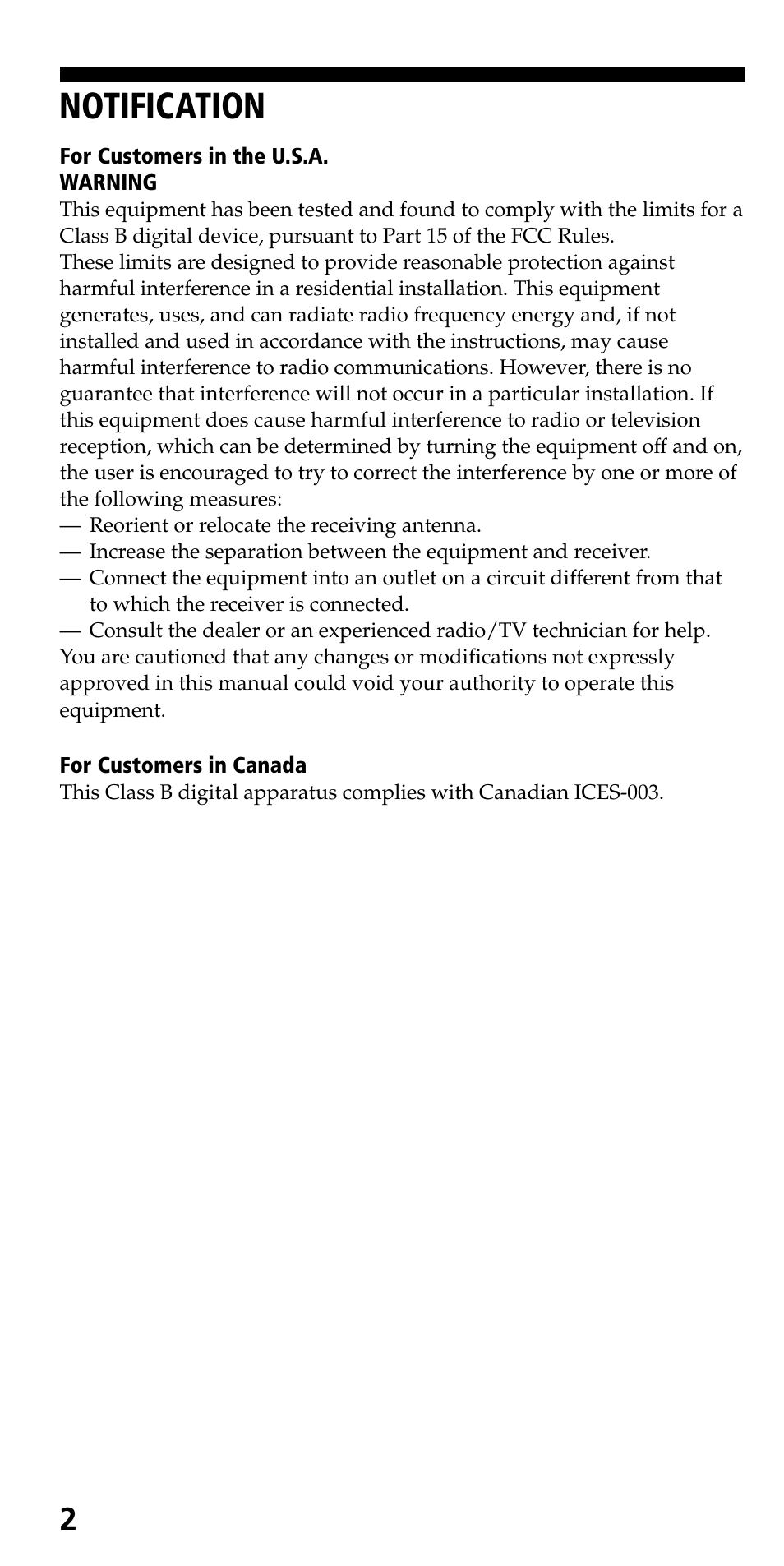 Notification | Sony KLV-40ZX1M User Manual | Page 2 / 52