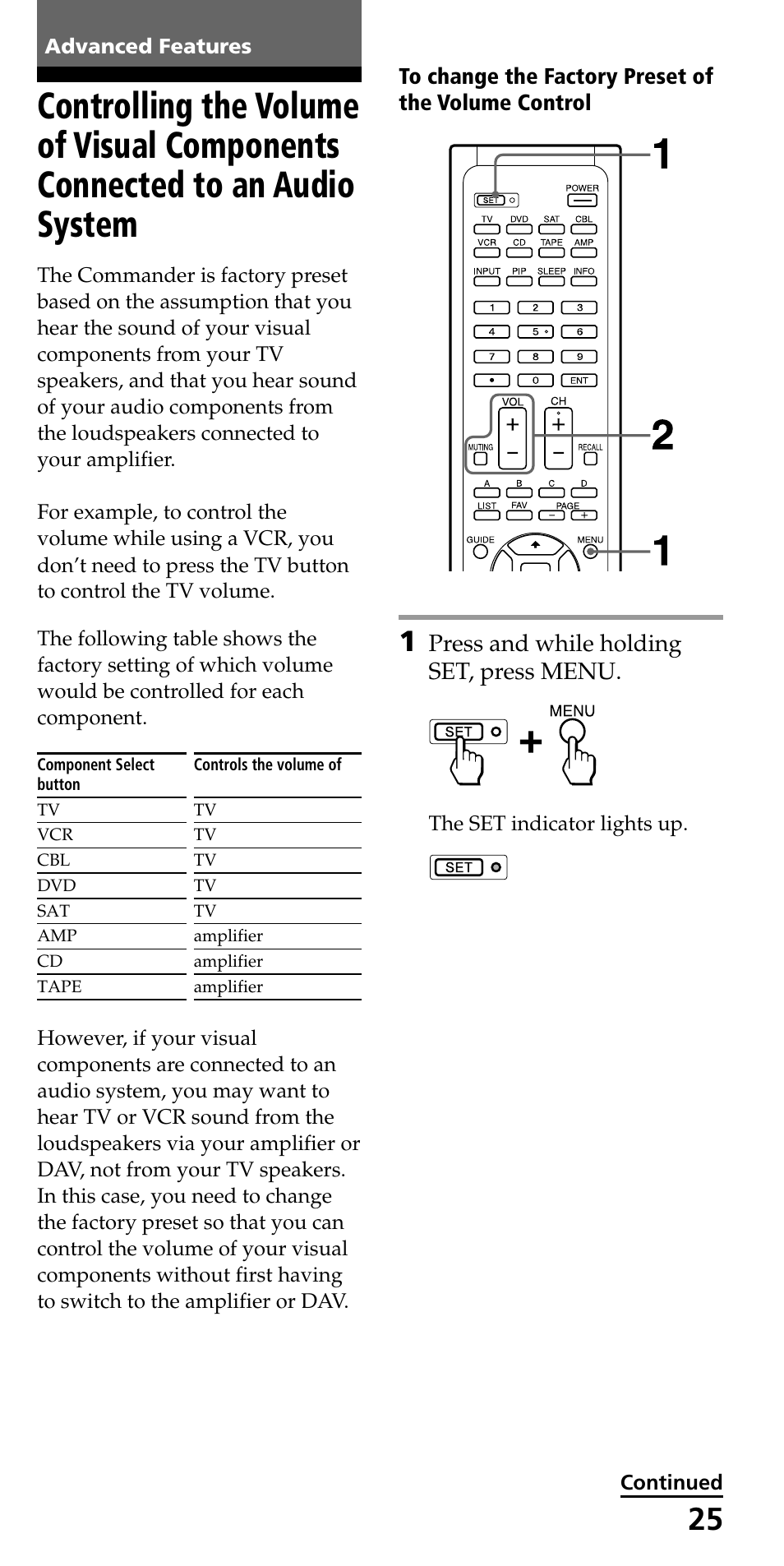 Advanced features | Sony KLV-40ZX1M User Manual | Page 25 / 52