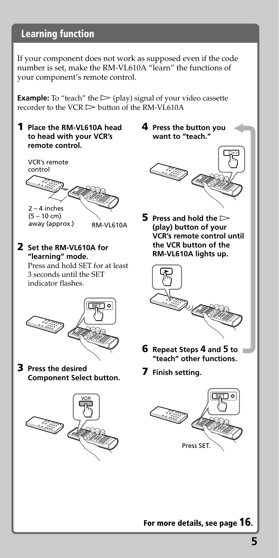 Learning function | Sony KLV-40ZX1M User Manual | Page 5 / 52