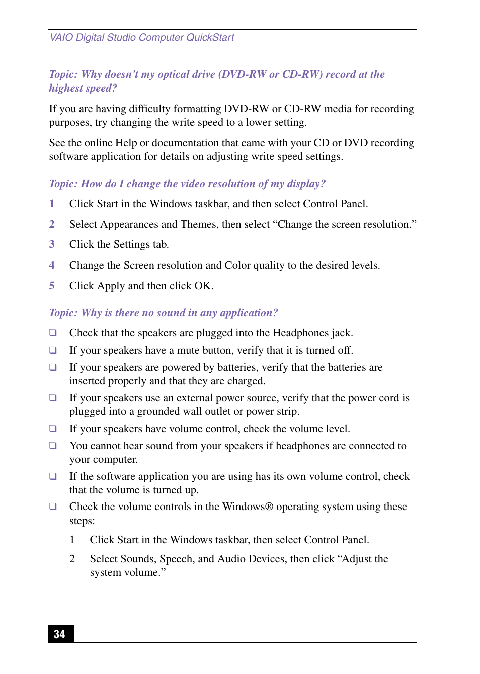 Sony PCV-RX571 User Manual | Page 34 / 56