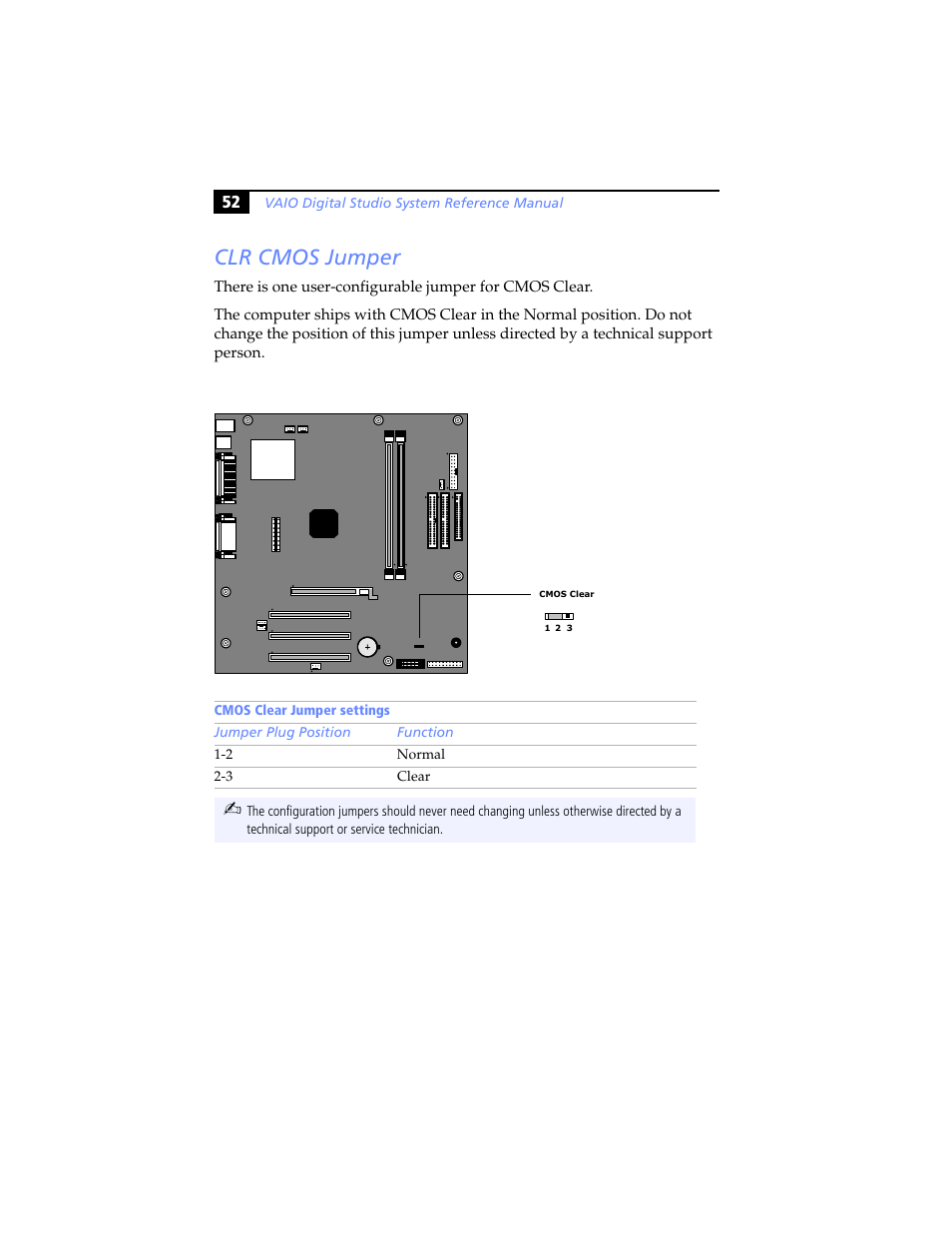 Clr cmos jumper | Sony PCV-RX640 User Manual | Page 64 / 92