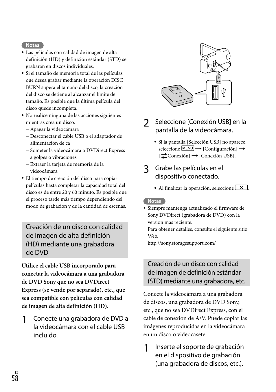 Mediante una grabadora, etc, Grabe las películas en el dispositivo conectado | Sony HDR-XR260V User Manual | Page 152 / 191