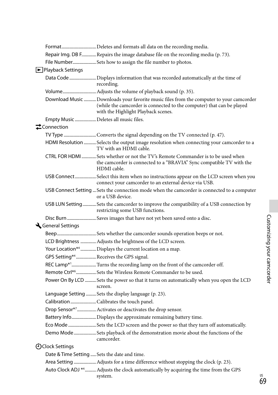 On (69), 69). f | Sony HDR-XR260V User Manual | Page 69 / 191