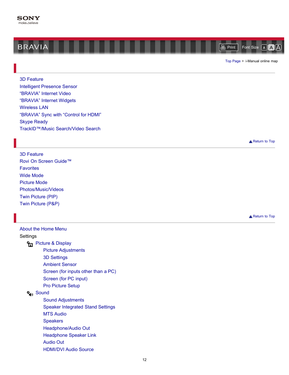 I-manual online map | Sony KDL-46HX820 User Manual | Page 12 / 189