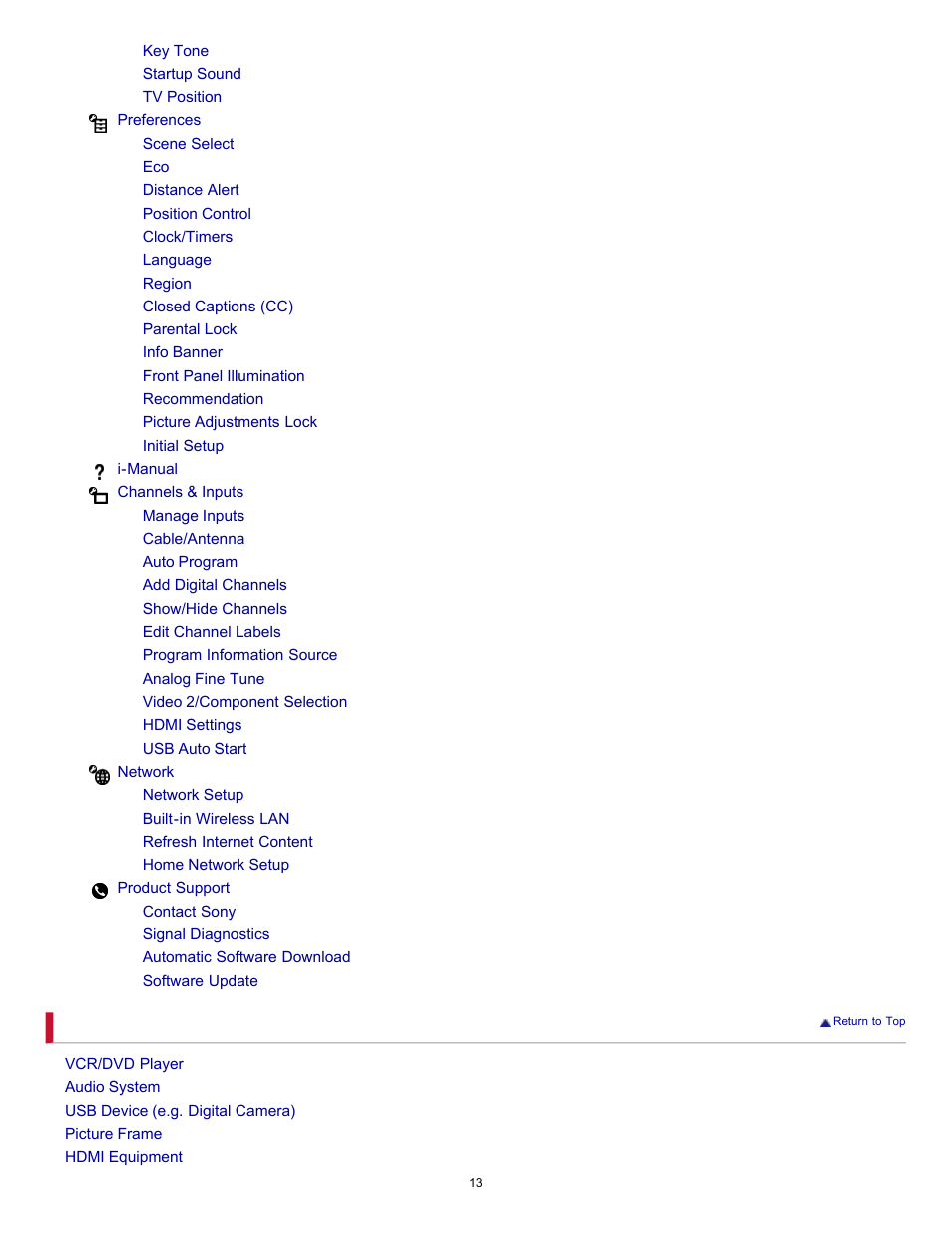 Sony KDL-46HX820 User Manual | Page 13 / 189
