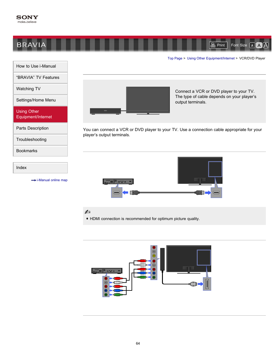 Vcr/dvd player | Sony KDL-46HX820 User Manual | Page 64 / 189