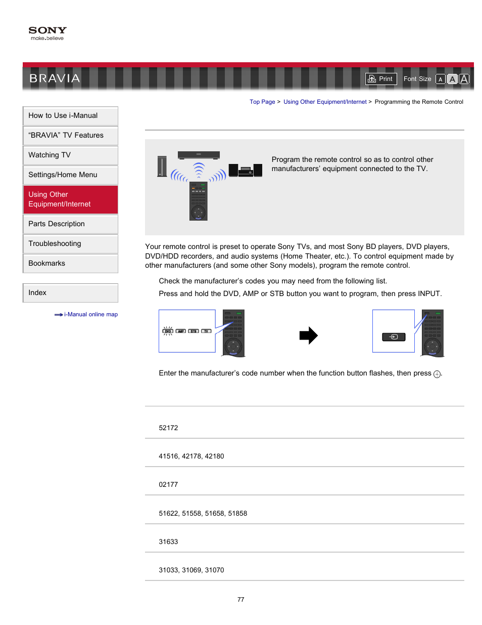 Programming the remote control | Sony KDL-46HX820 User Manual | Page 77 / 189