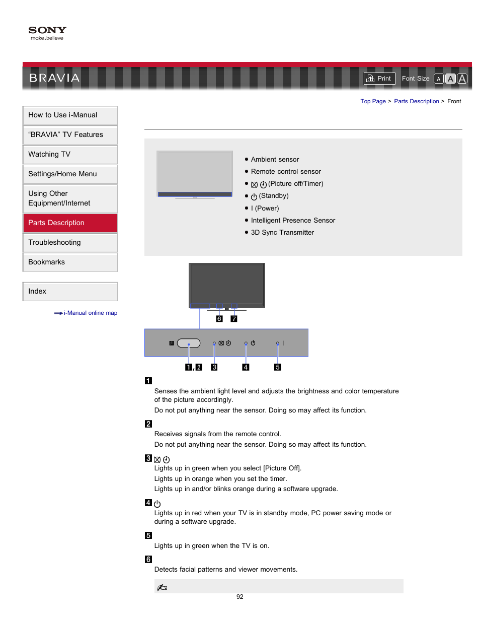 Front | Sony KDL-46HX820 User Manual | Page 92 / 189