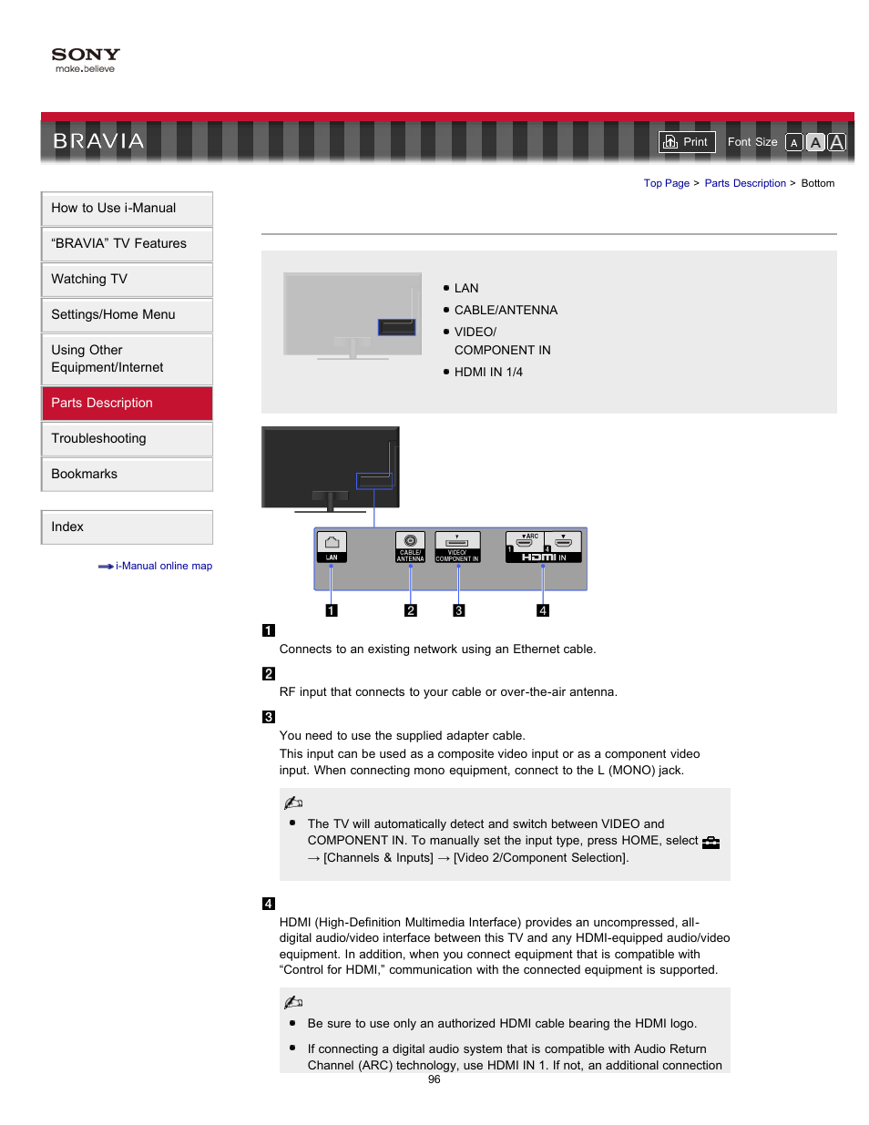 Bottom | Sony KDL-46HX820 User Manual | Page 96 / 189