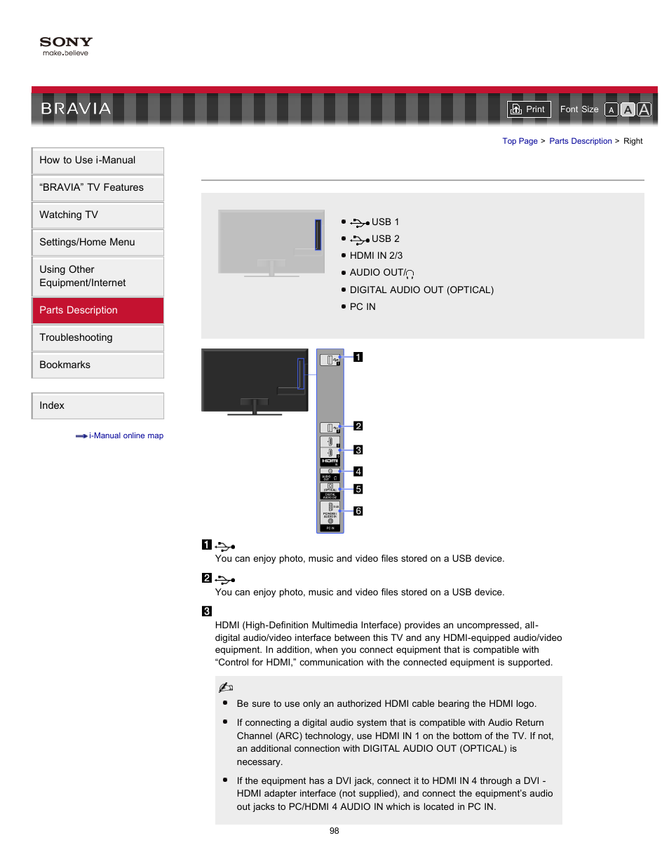 Right | Sony KDL-46HX820 User Manual | Page 98 / 189