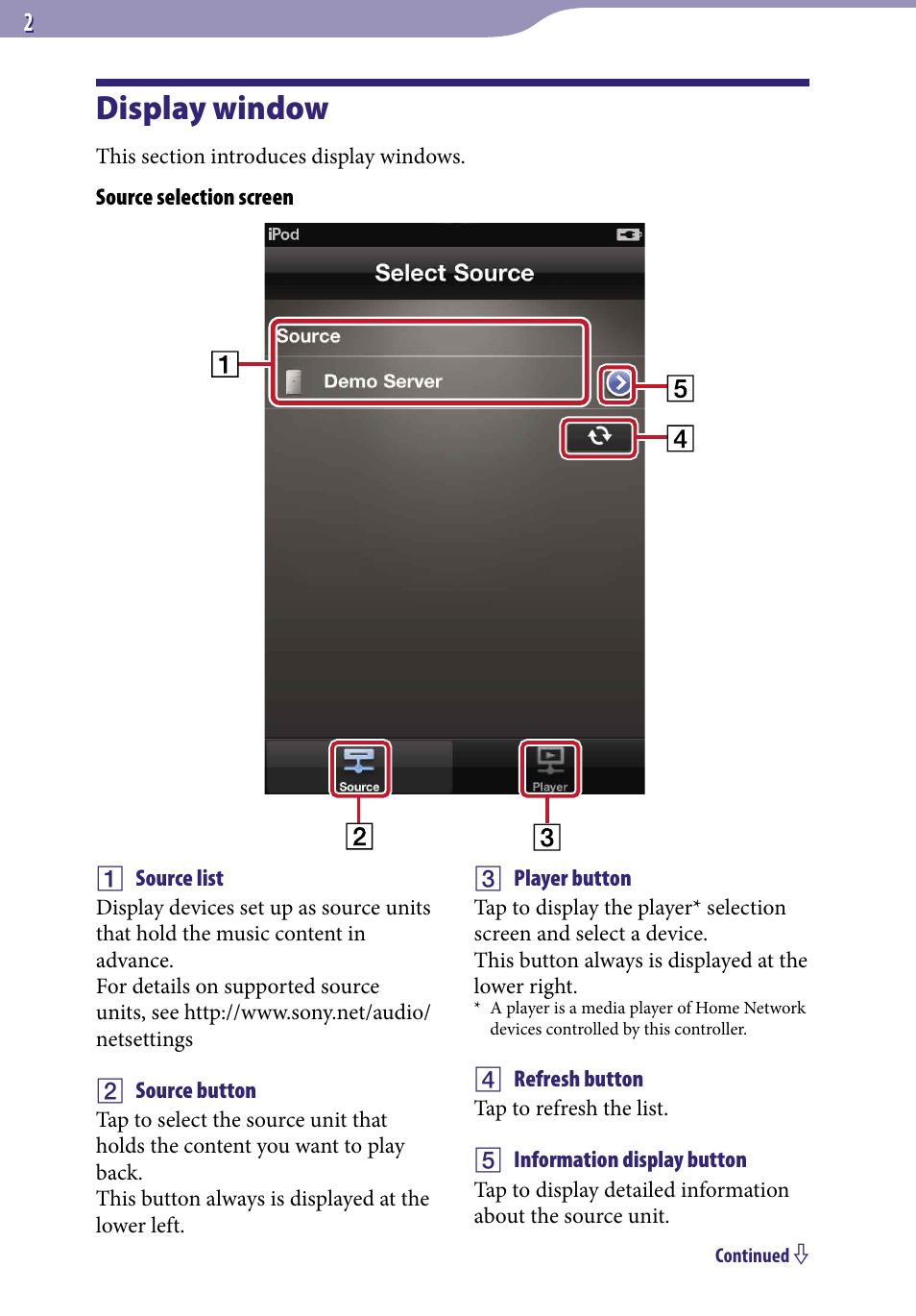 Display window | Sony NAC-SV10I User Manual | Page 2 / 11