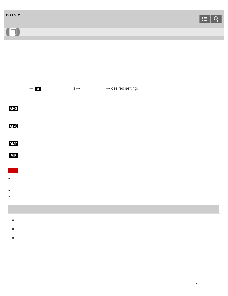 Focus mode, Help guide | Sony ILCE-5000 User Manual | Page 150 / 406