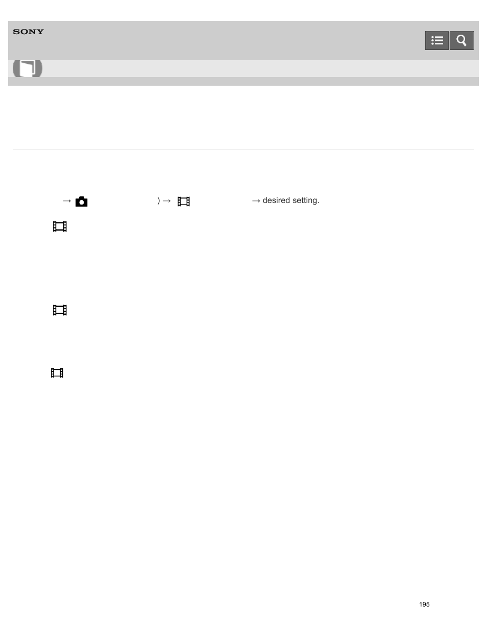Record setting (movie), Help guide | Sony ILCE-5000 User Manual | Page 195 / 406