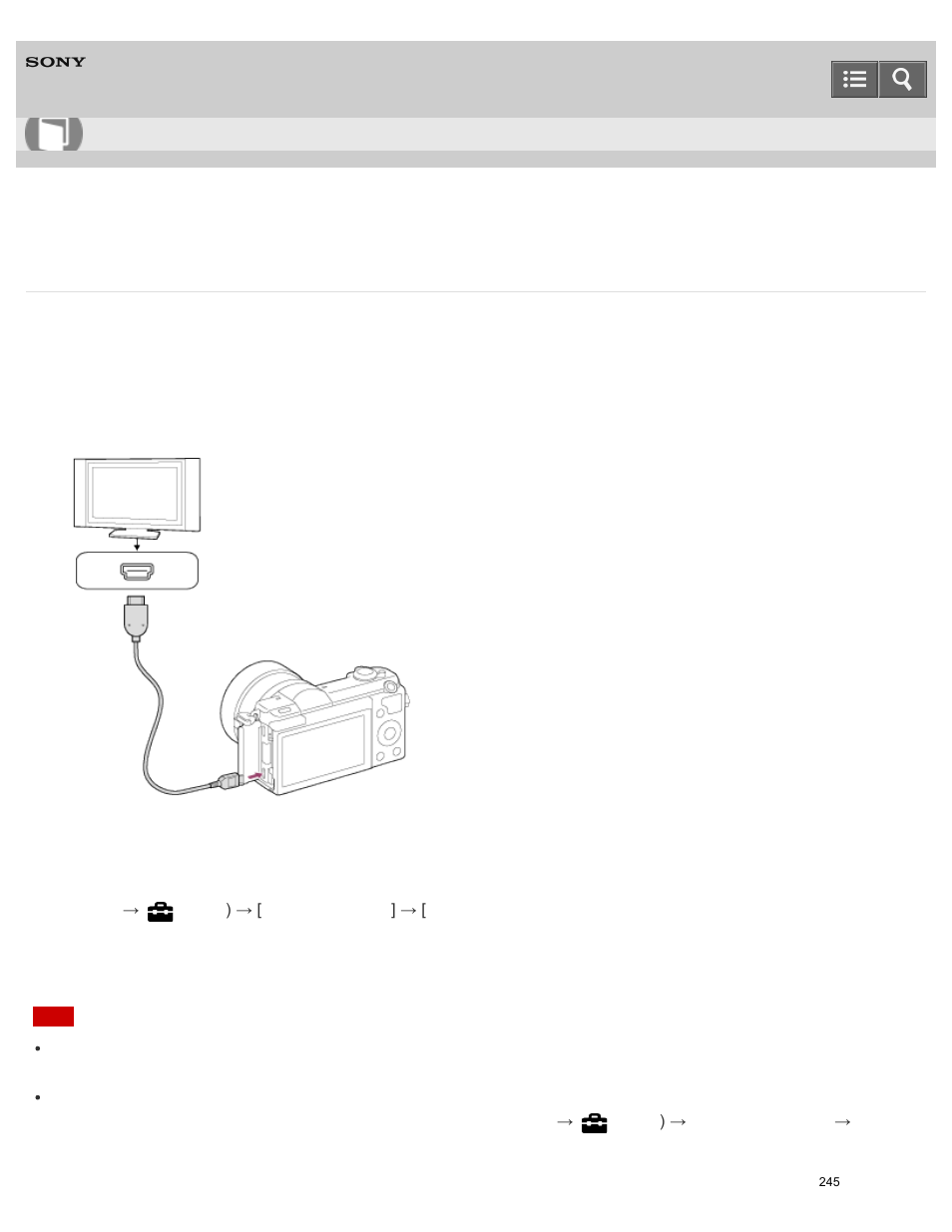 Viewing images on a “bravia” sync-compatible tv, Help guide | Sony ILCE-5000 User Manual | Page 245 / 406