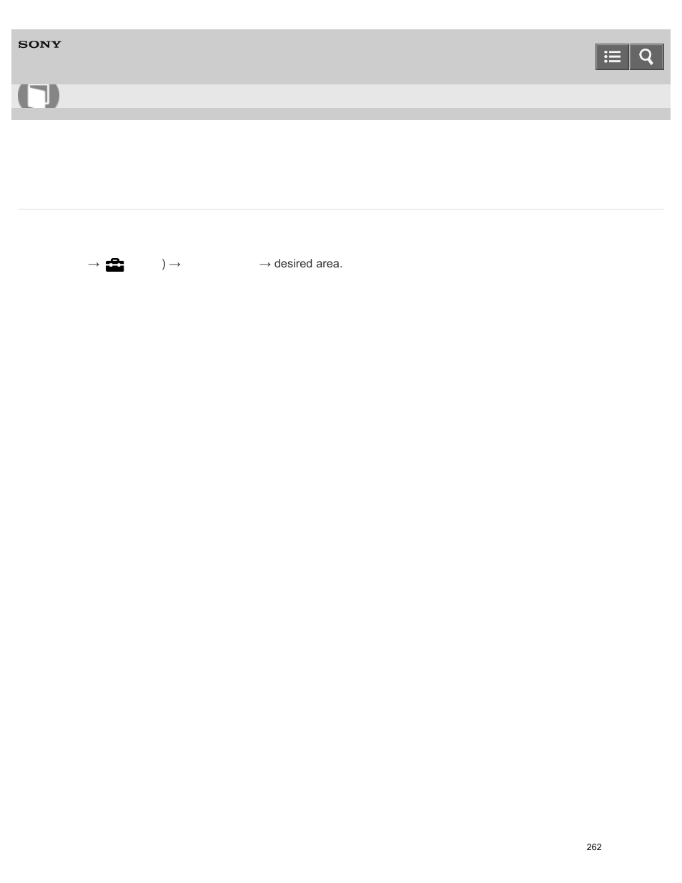 Area setting, Sets the area where you are using the product, Help guide | Sony ILCE-5000 User Manual | Page 262 / 406