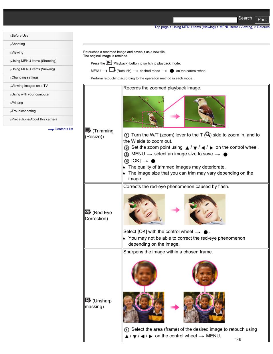 Retouch | Sony DSC-HX30V User Manual | Page 157 / 276