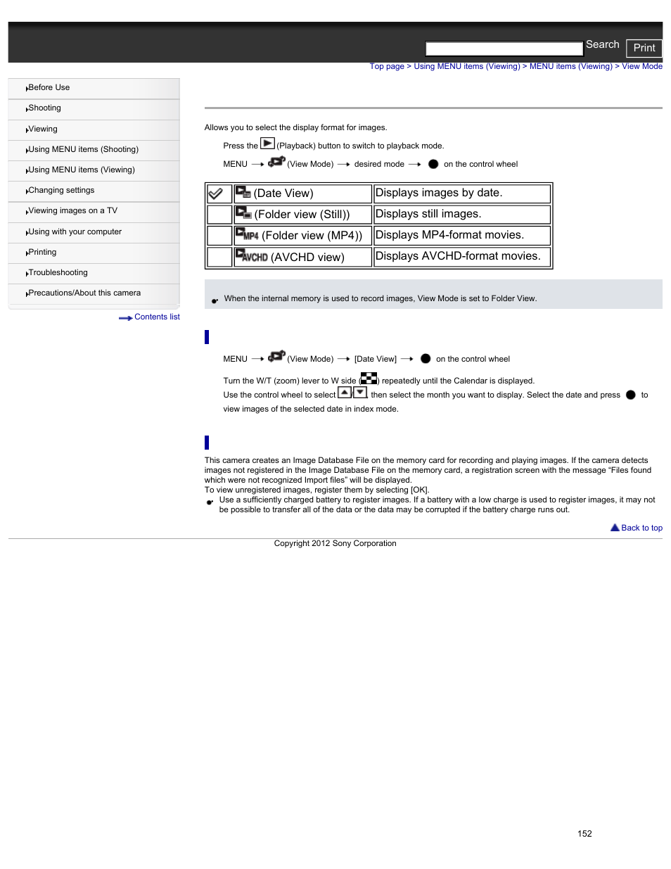 View mode | Sony DSC-HX30V User Manual | Page 161 / 276