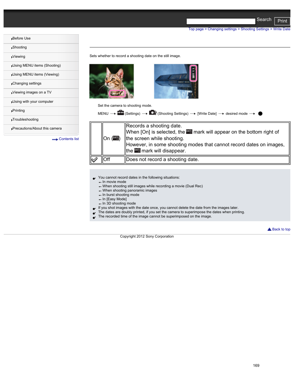 Write date, Cyber-shot user guide print search | Sony DSC-HX30V User Manual | Page 178 / 276