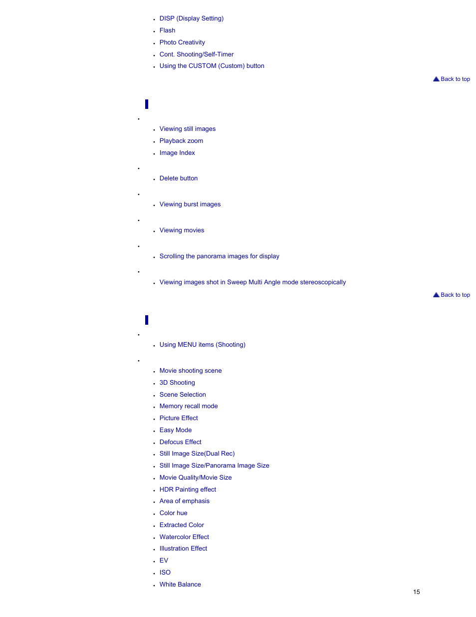 Viewing, Using menu items (shooting) | Sony DSC-HX30V User Manual | Page 24 / 276