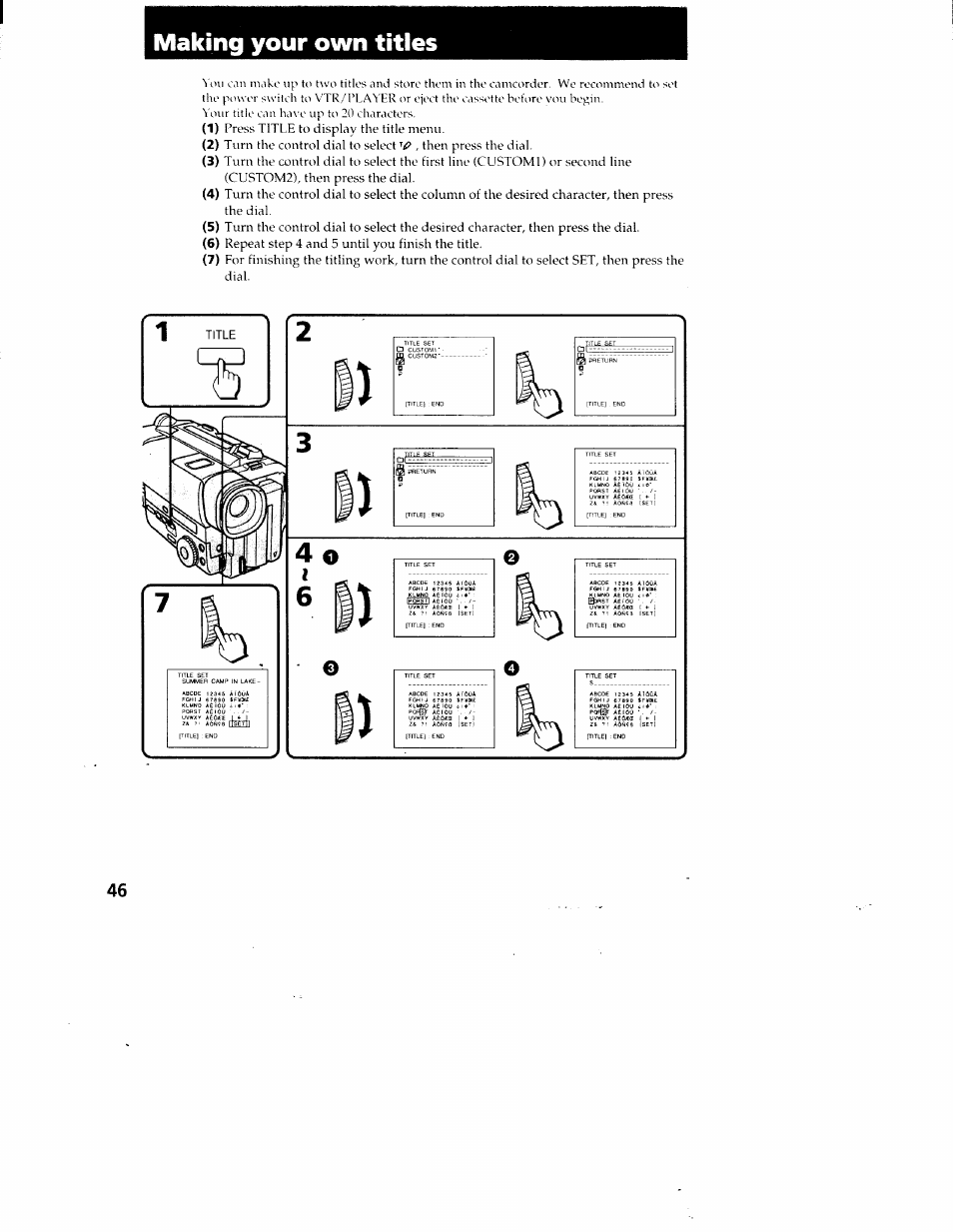 Making your own titles | Sony CCD-TR87 User Manual | Page 44 / 77