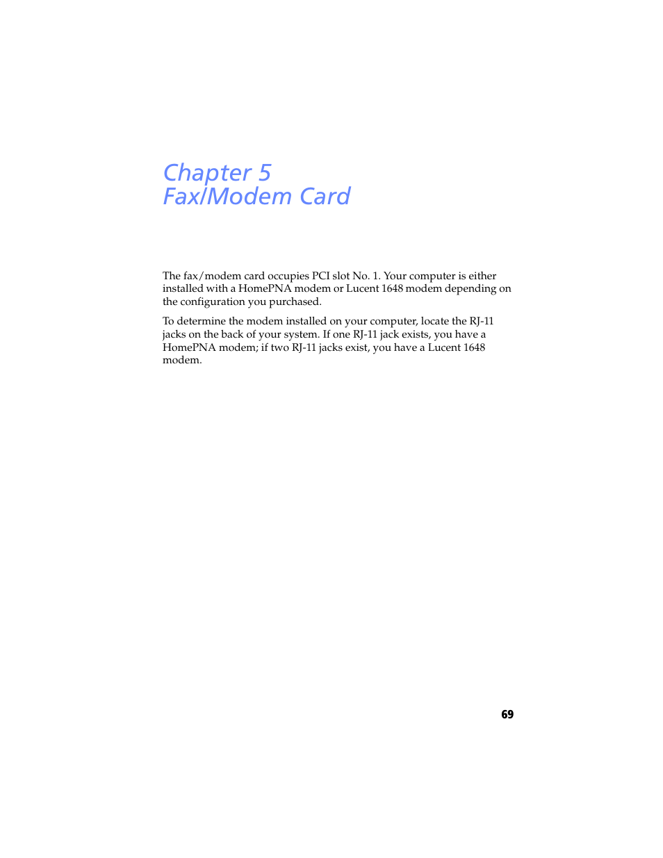 Fax/modem card, Chapter 5 — fax/modem card, Chapter 5 fax/modem card | Sony PCV-RX460 User Manual | Page 83 / 114