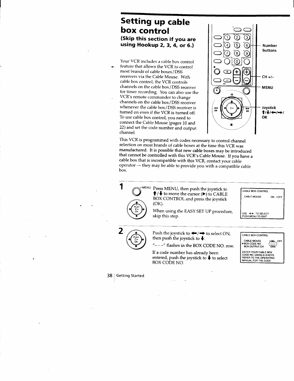 Setting up cable box control | Sony SLV-788HF User Manual | Page 38 / 88