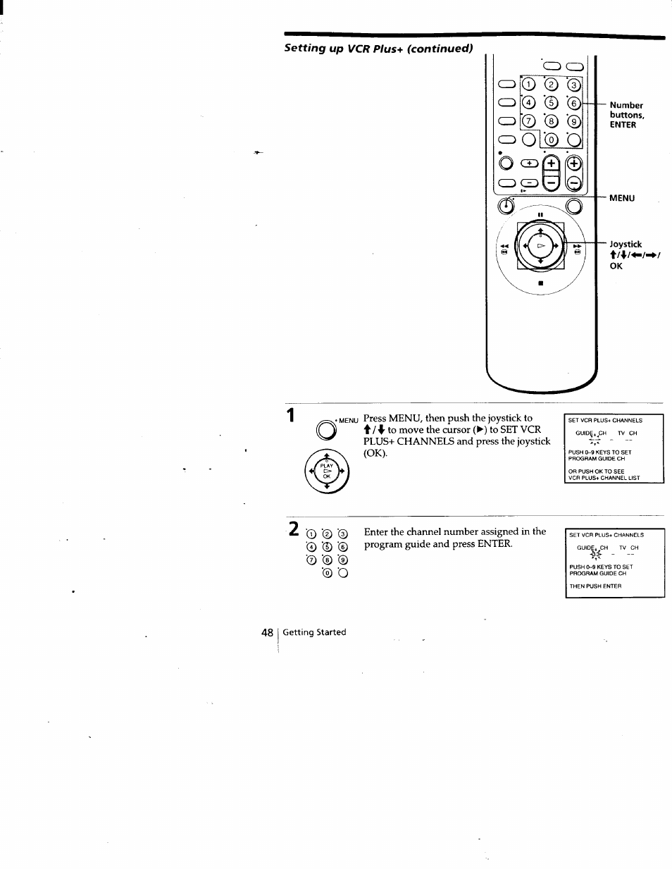 T' / •i, Menu press menu, then push the joystick to | Sony SLV-788HF User Manual | Page 48 / 88