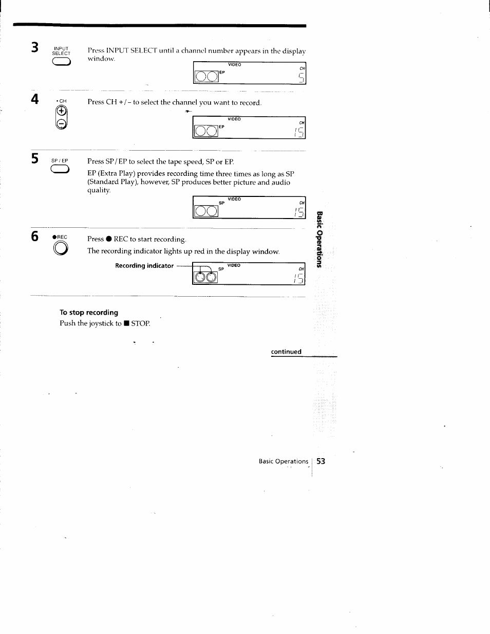 To stop recording, Continued | Sony SLV-788HF User Manual | Page 53 / 88