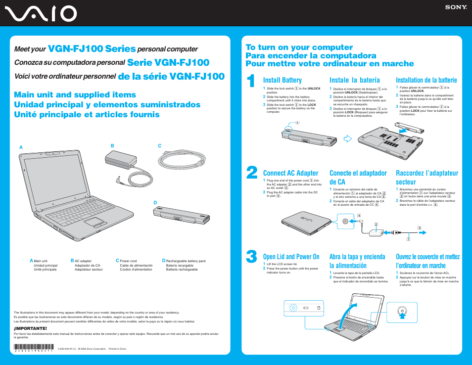 Sony VGN-FJ180P User Manual | 2 pages